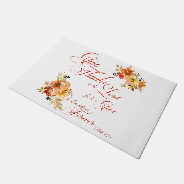 Danke an den Herrn Fall Aquarellblume Fußmatte (Schrägansicht)