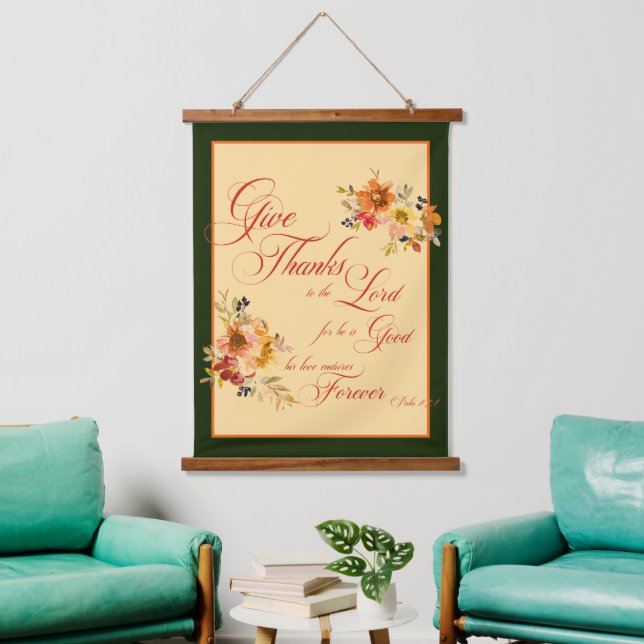 Danke an den Herrn Fall Aquarellblume Wandteppich Mit Holzrahmen (Wohnzimmer)