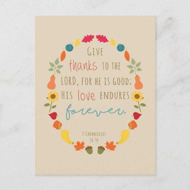 Danke an den Herrn, Fall Bibel Verse Postcard Postkarte (Vorderseite)