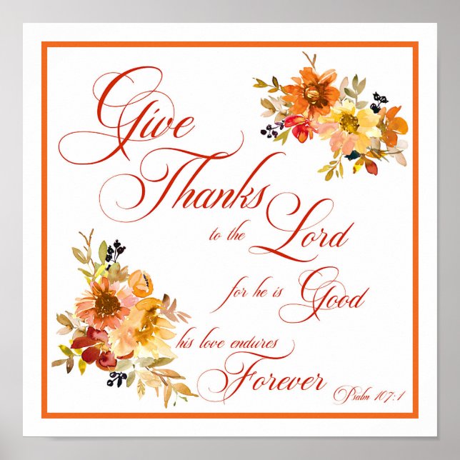 Danke an den Herrn Fall Wasserfarbe Blumenpos Poster (Vorne)