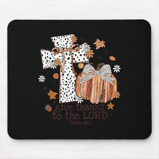 Danke an den Lord Fall Cross Christlich Mousepad (Vorne)