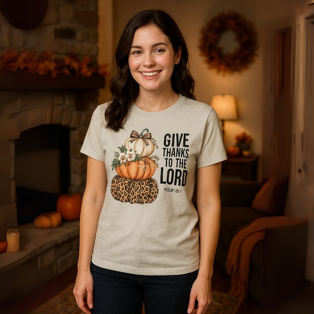 Danke an den Lord Psalm 136:1 Pumpkin-Stapel Tri-Blend Shirt (Von Creator hochgeladen)