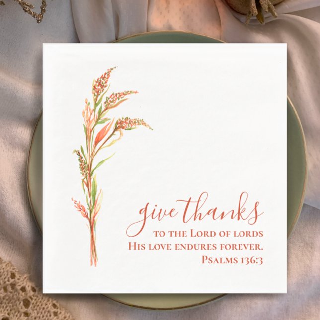 Danke an den minimalistischen Erntedank Serviette (Custom elegant modern script Thanksgiving napkin. Hand painted botanical watercolor. Give thanks.
)