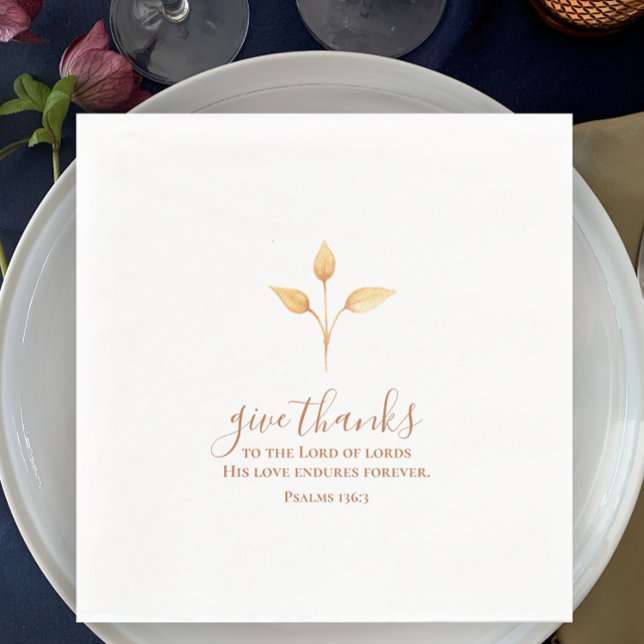 Danke an den minimalistischen Erntedank Serviette (Give Thanks Christian Bible verse. Minimalistic simple watercolor. Botanical Thanksgiving napkin )