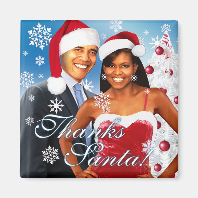 Danke an den Weihnachtsmann! Barack und Michelle M Magnet (Vorne)