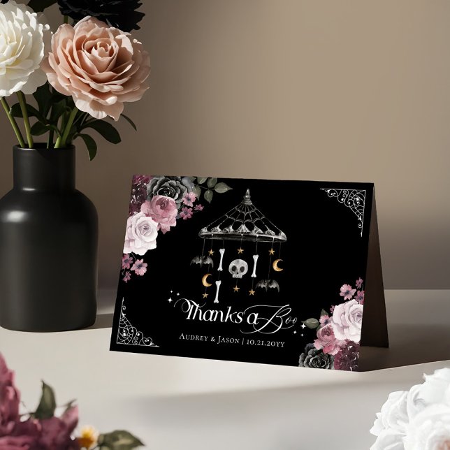 Danke an die Boo Gothic Skeleton Mobile Baby Dusch (Thanks a Boo Gothic Skeleton Mobile Baby Shower Thank You Card)