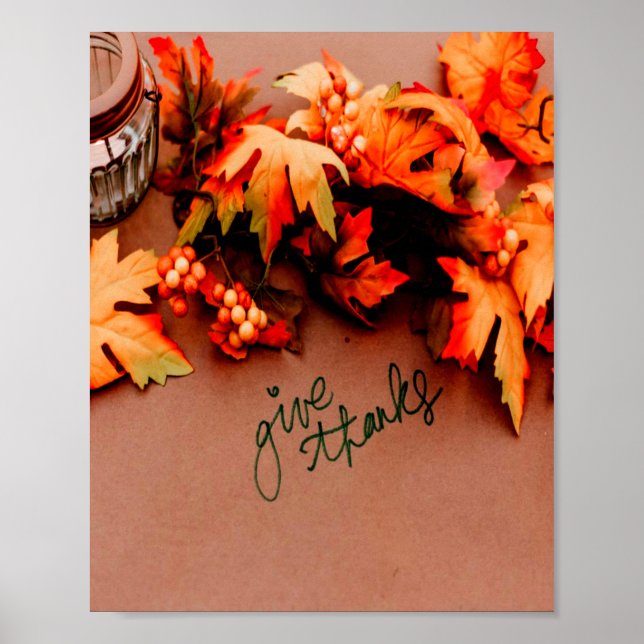 Danke an die Herbstlaub Erntedank Poster (Vorne)