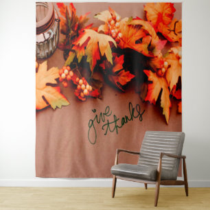 Danke an die Herbstlaub Erntedank Wandteppich