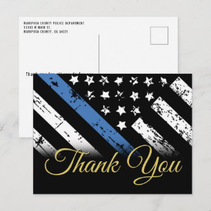 Danke an die Polizei Blue Line Law Enforcement Postkarte