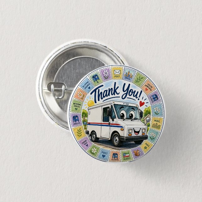 Danke an die Postmitarbeiter Anerkennung Button (Vorne & Hinten)