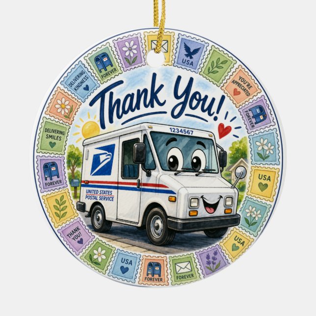 Danke an die Postmitarbeiter  Keramik Ornament (Vorne)
