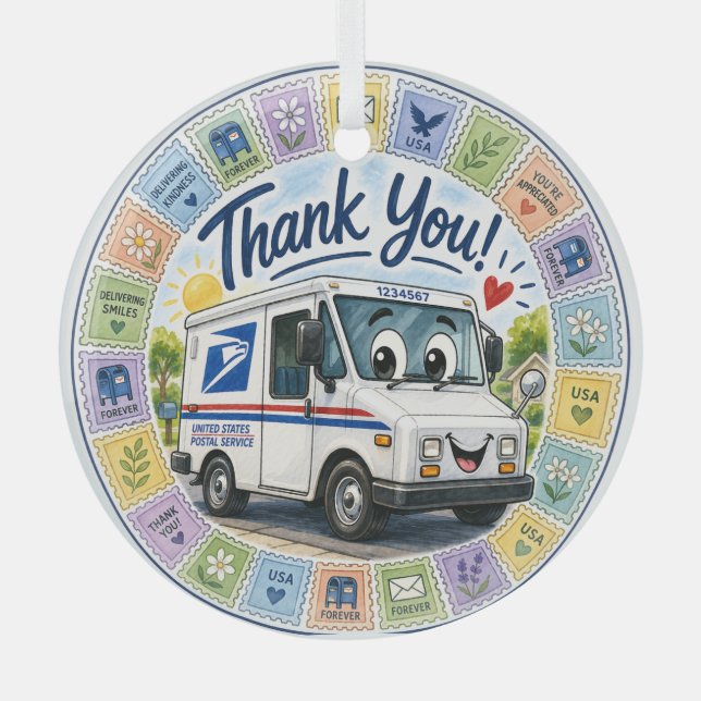 Danke an die Postmitarbeiter  Ornament Aus Glas (Vorderseite)