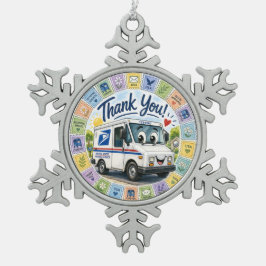 Danke an die Postmitarbeiter  Schneeflocken Zinn-Ornament