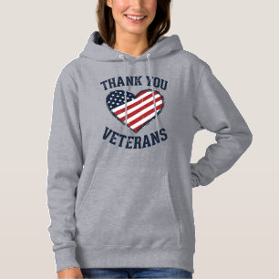 Danke an die Veteranen Patriotes Herz Vintage-Shir Hoodie