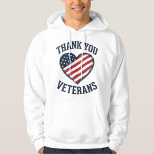 Danke an die Veteranen Patriotes Herz Vintage-Shir Hoodie