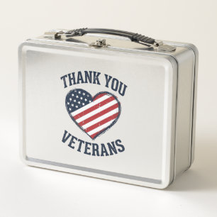 Danke an die Veteranen Patriotes Herz Vintage-Shir Metall Brotdose