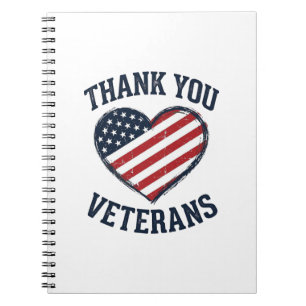 Danke an die Veteranen Patriotes Herz Vintage-Shir Notizblock