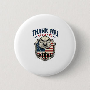 Danke an die Veteranen Patriotisches Adler-Schild- Button