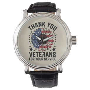 Danke an die Veteranen Sonnenblume Militärveterane Armbanduhr