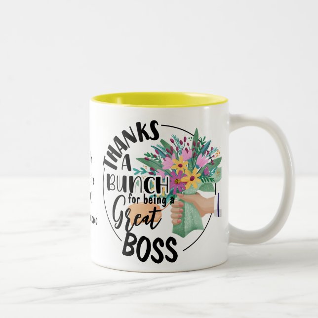 Danke an einen Boss Floral Apprecience Geschenk Zweifarbige Tasse (Rechts)