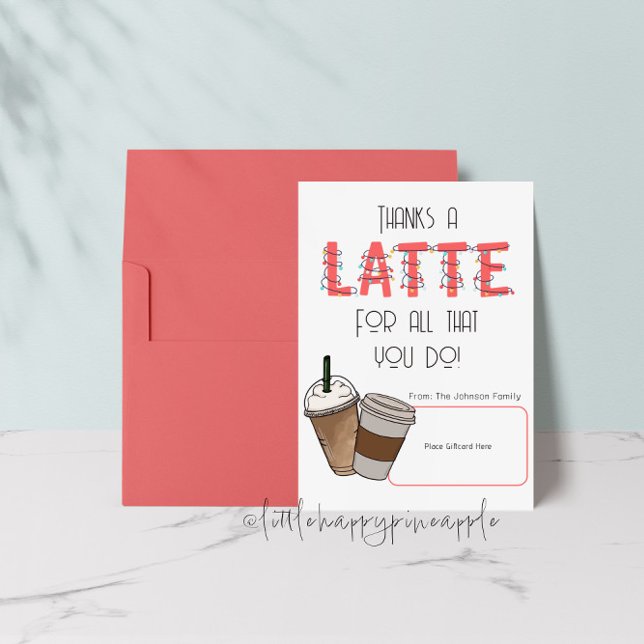 Danke an einen Latte Gift Card Holder Einladung (Von Creator hochgeladen)