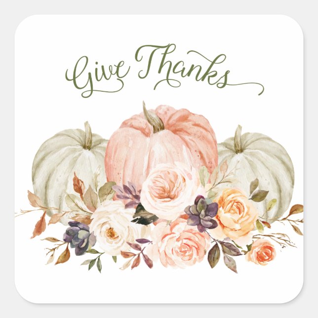 Danke an Floral Pumpkin Stickers (Vorderseite)