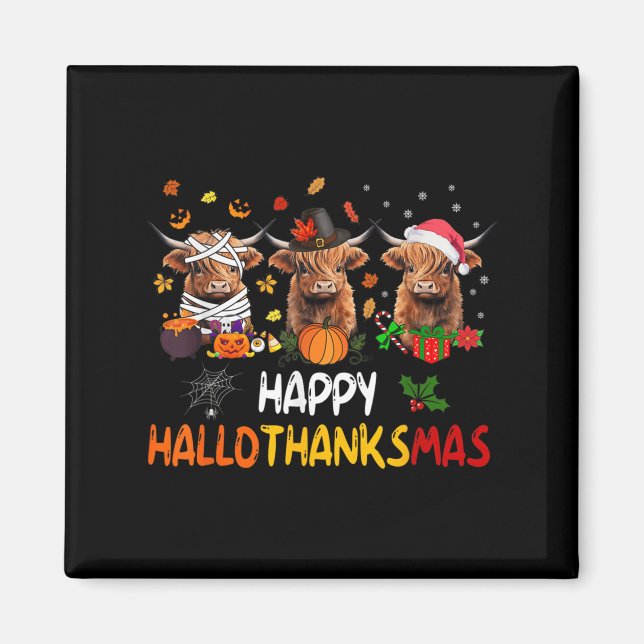 Danke an Hallothanksmas Highland Cow Halloween Magnet (Vorne)