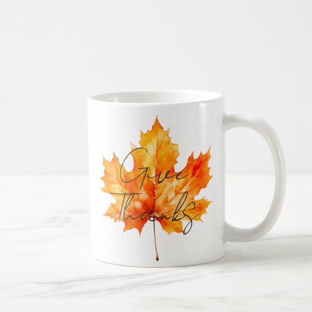 Danke an Herbstlaub Erntedank Kaffeetasse (Rechts)