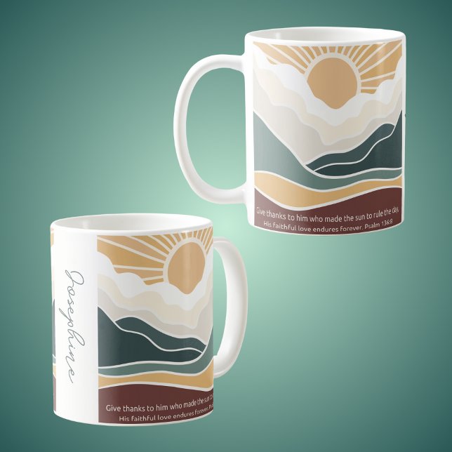 Danke an Ihm Christlich Boho Sunrise Kaffeetasse (Von Creator hochgeladen)