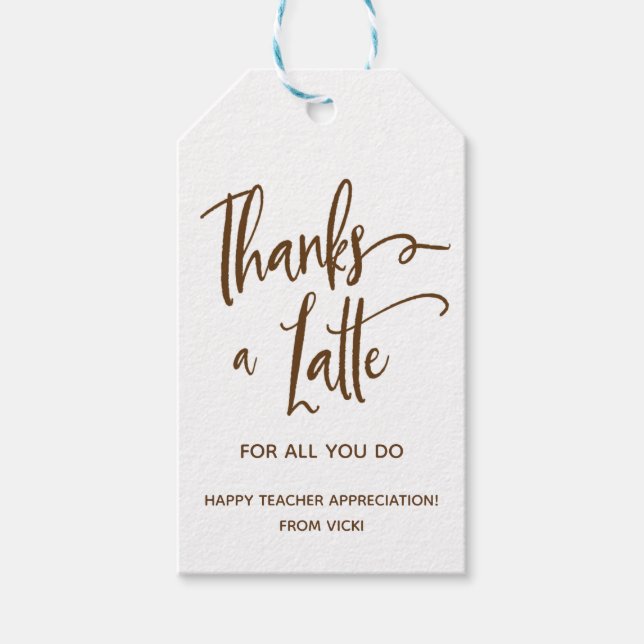 Danke an Latte | Lehrerbewertung | Vielen Dank Geschenkanhänger (Vorderseite)