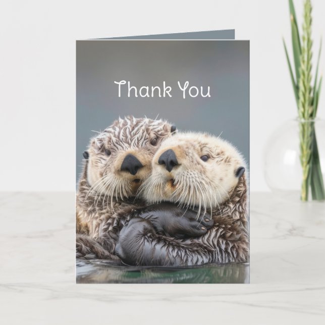 Danke an Liebe Hugs Niedlich Otters Karte (Vorderseite)