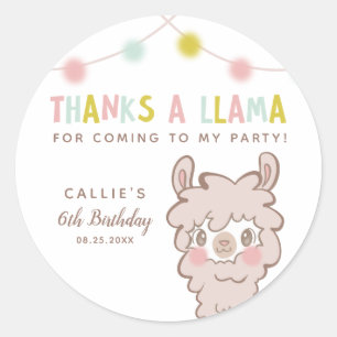 Danke an Llama Baby Dusche Gefallen Runder Aufkleber