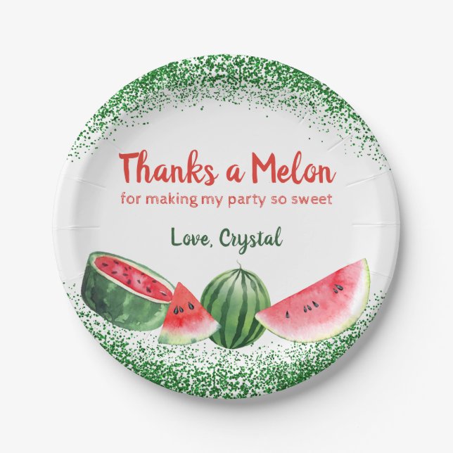 Danke an Melon Sweet Watermelon Birthday Pappteller (Vorderseite)