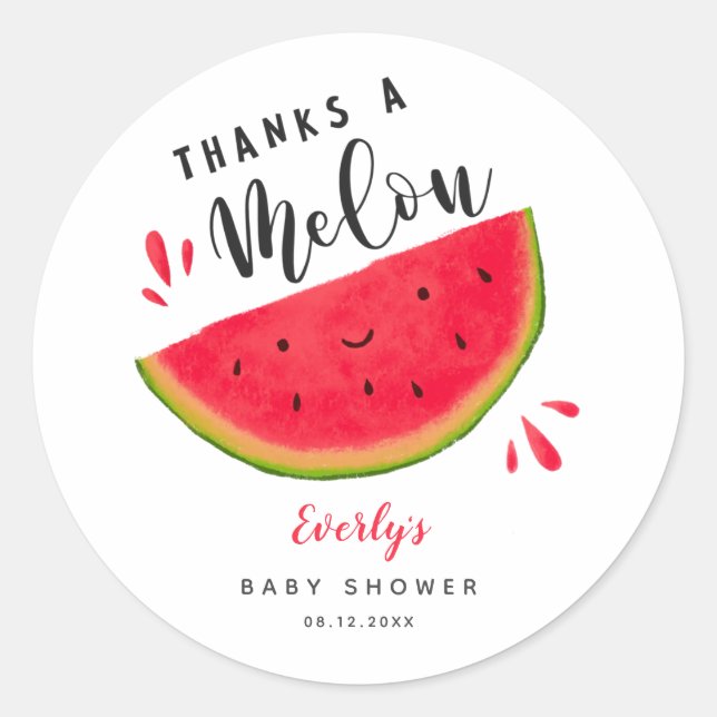 Danke an Melon Watermelon Baby Duwer Fevor Runder Aufkleber (Vorderseite)