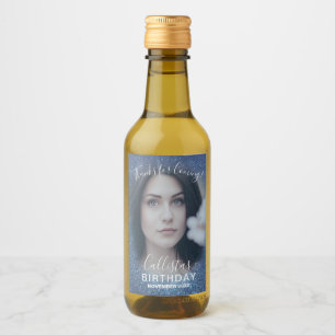 Danke an Navy Blue Glitzer Ombre Foto Birthday Weinetikett