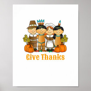 Danke an Pilgrim Indian Pumpkin Erntedank Poster