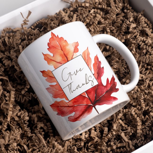 Danke an Red Fall Leaf Erntedank Kaffeetasse (Von Creator hochgeladen)