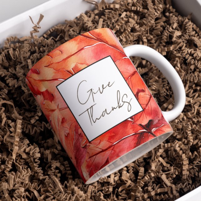 Danke an Red Herbstlaubs Erntedank Kaffeetasse (Von Creator hochgeladen)
