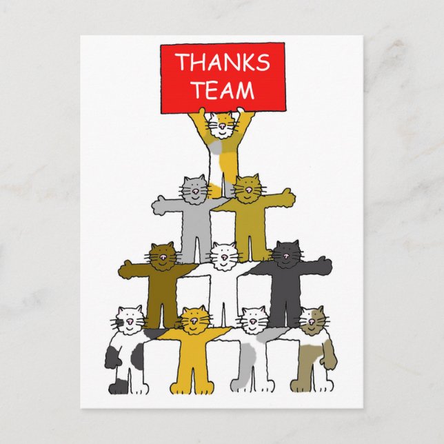 Danke an Team Cartoon Cats Postkarte (Vorderseite)