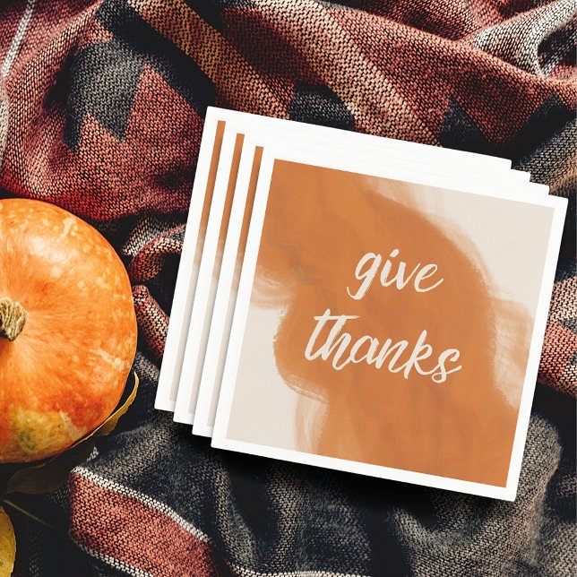 Danke an Terracotta Watercolor Erntedank Serviette (Give Thanks Terracotta Watercolor Thanksgiving Napkins)