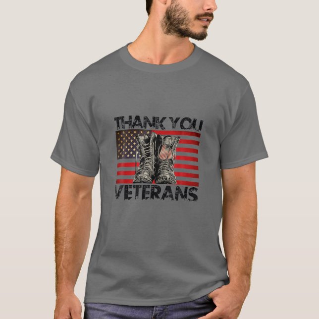 Danke an Veteranen Kampfstiefel Veteranentag Ameri T-Shirt (Vorderseite)