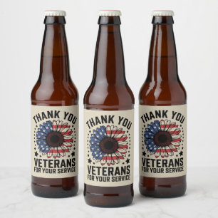 Danke an Veteranen Sonnenblume Militärveteranen Ta Bierflaschenetikett