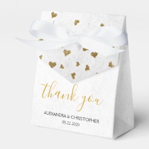 Danke an White Gold Foil Confetti Wedding Geschenkschachtel