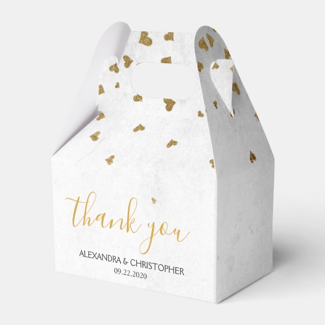 Danke an White Gold Foil Confetti Wedding Geschenkschachtel (Vorderseite)