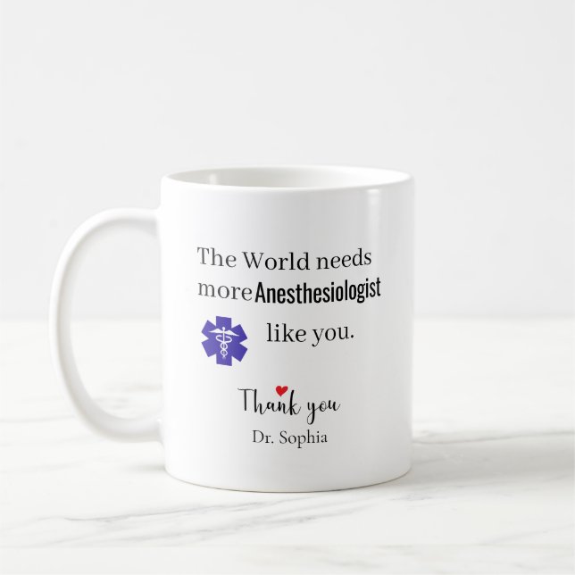Danke Anästhesist Benutzerdefinierter Name Kaffeetasse (Links)