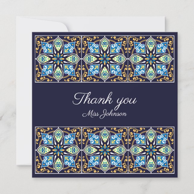 Danke anpassbare blaue Azulejos (Vorderseite)