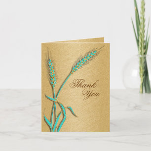 "Danke" Aqua Gold Hochzeitsvorlage Dankeskarte