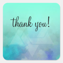 Danke Aqua und Blue Star von David Quadratischer Aufkleber