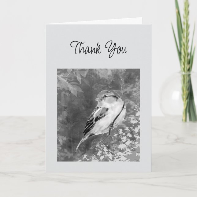 Danke Aquarell-Sperling Vogel im Wald Karte (Vorderseite)