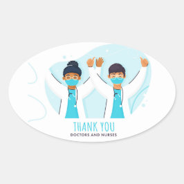 Danke Ärzte und Krankenschwestern Ovaler Aufkleber